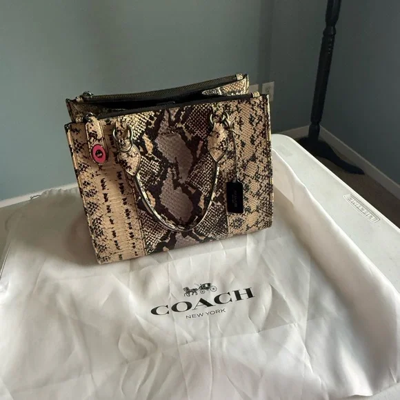 Coach Snake Print Satchel - Three Compartments EUC - Picture 14 of 16